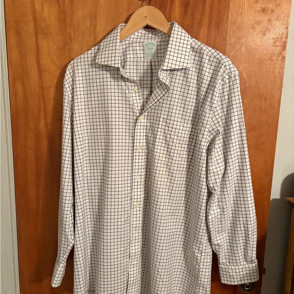 Brooks Brothers stretch supima cotton non-iron English spread collar, slim